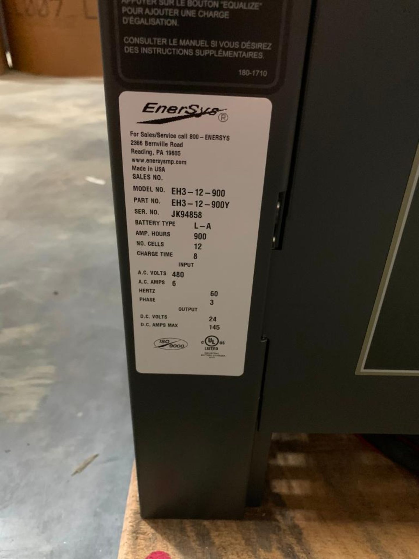 Enersys Enforcer 24V Battery Charger, Model EH3-12-900, S/N JK94858 - Image 3 of 3