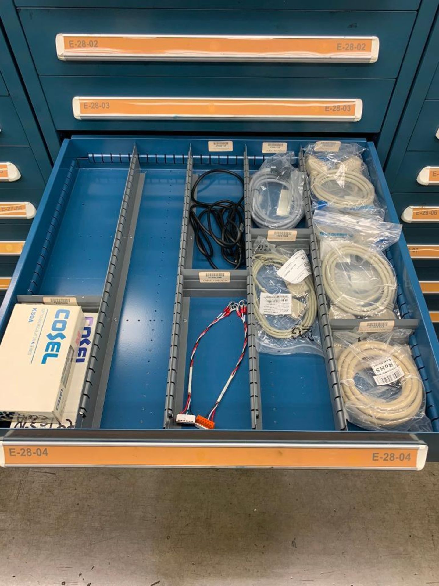 Vidmar 10-Drawer Cabinet w/ Assorted Cable Assemblies, Timers, Wire Harnesses - Image 7 of 16