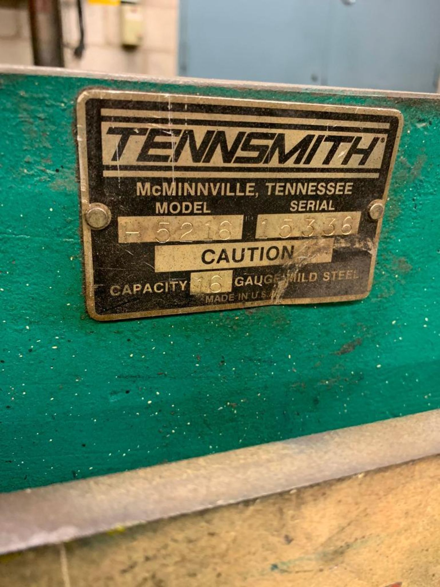 Tennsmith Shear, Model H5216, 16 Ga. Mild Steel, S/N 15336 - Image 4 of 4