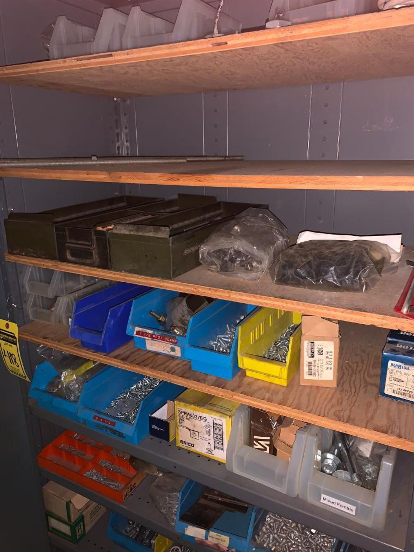 (3x) Shelf Units, Locker Set, 2-Door Cabinet w/ Content; Hardware, Pipe Fittings - Image 5 of 12