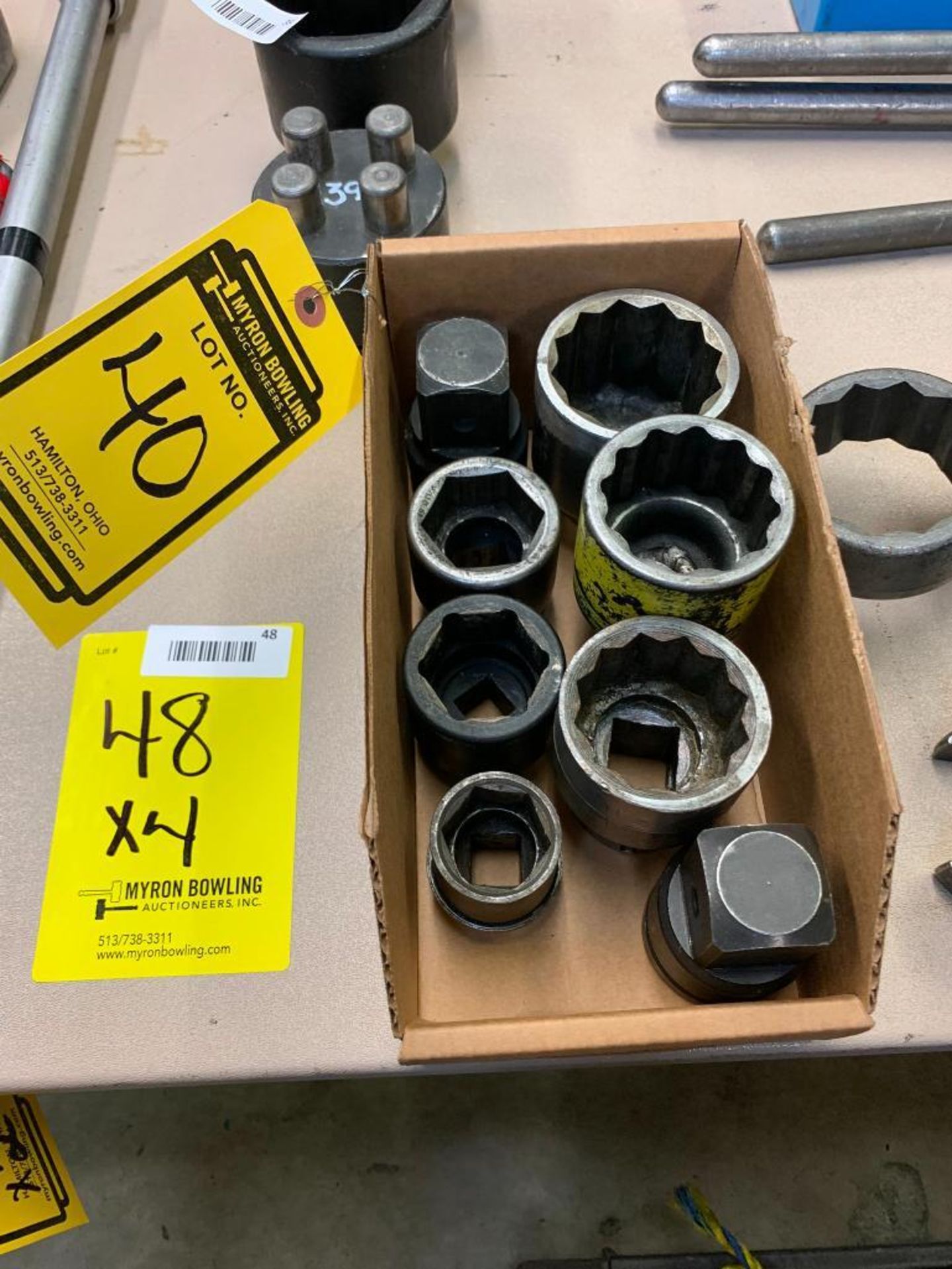 Box of Assorted Impact Sockets, Adapters