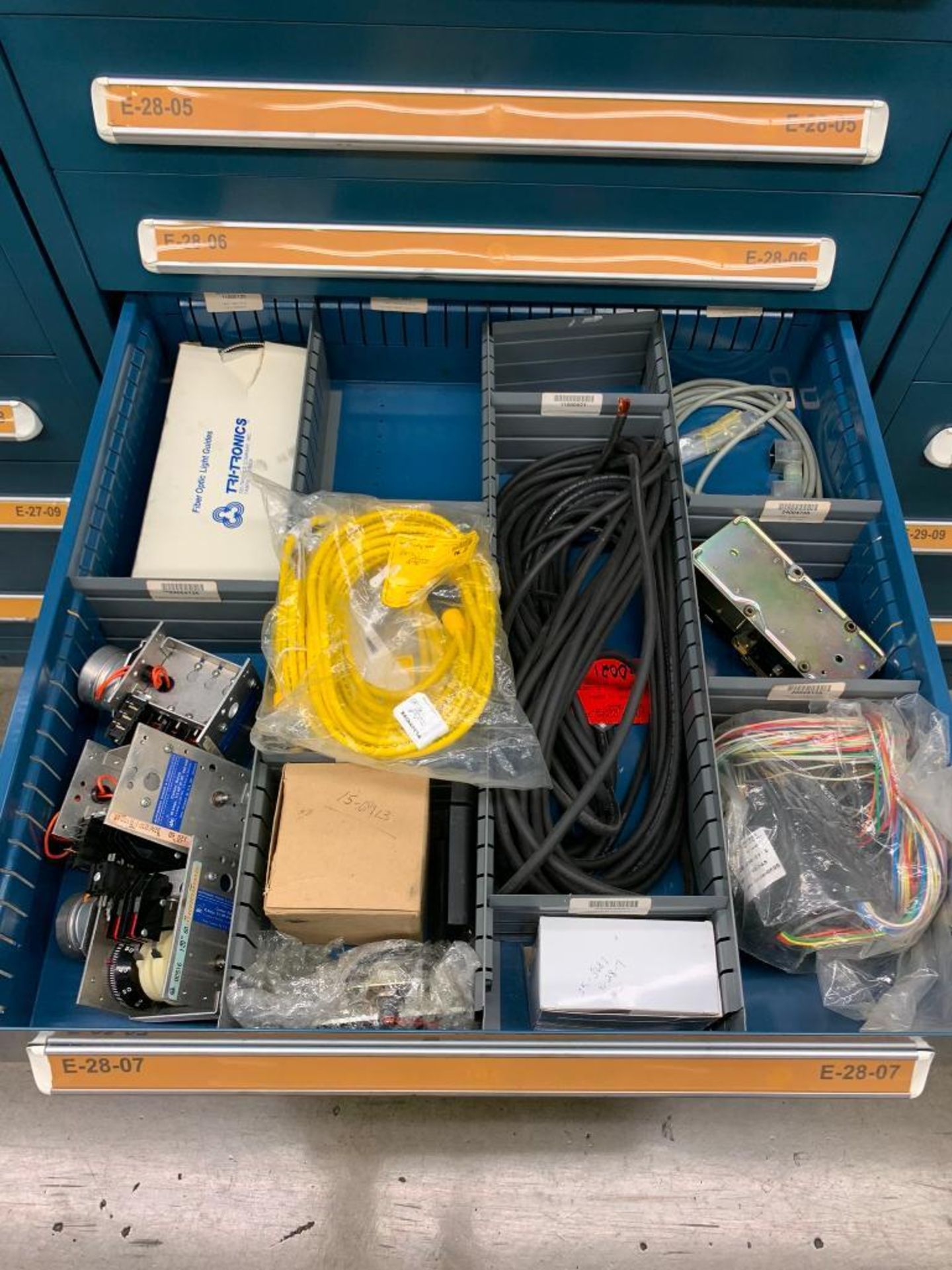 Vidmar 10-Drawer Cabinet w/ Assorted Cable Assemblies, Timers, Wire Harnesses - Image 12 of 16