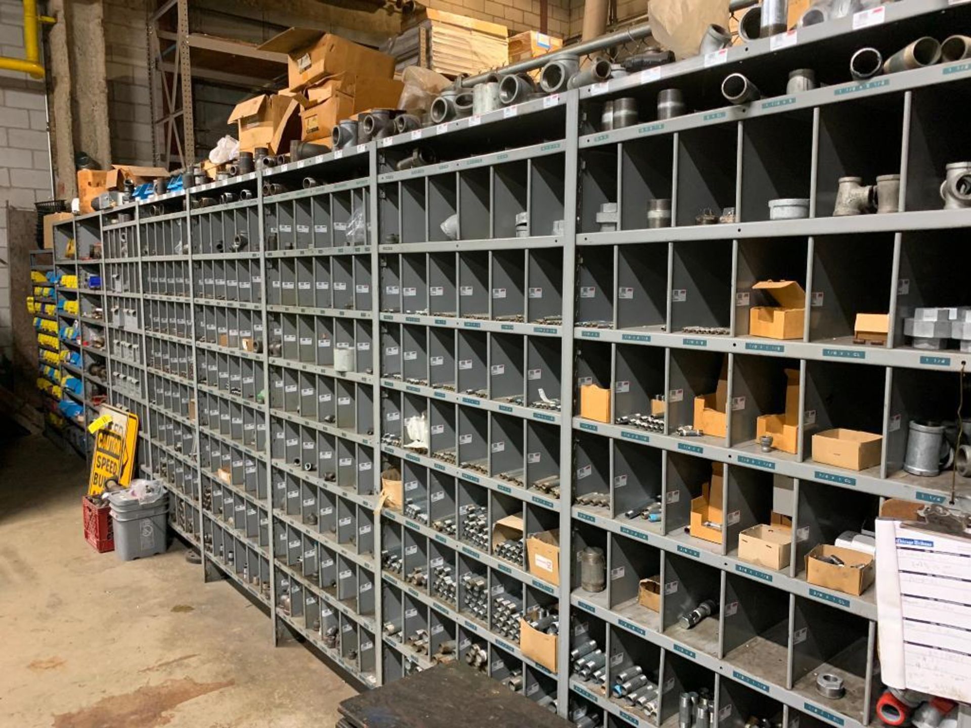 (10x) Bays of Assorted Shelving w/ Pipe Fittings, Pipe Nipples, Elbows, Connectors, Tees, Hardware - Image 2 of 21