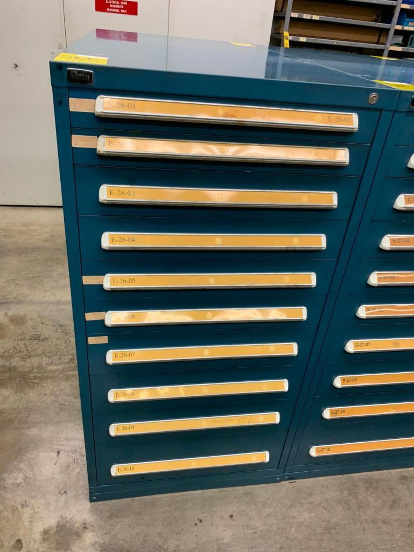 Vidmar 10-Drawer Cabinet w/ Clamps, Chain Links, Snap-In Blanks, Conduit Connectors, Couplings