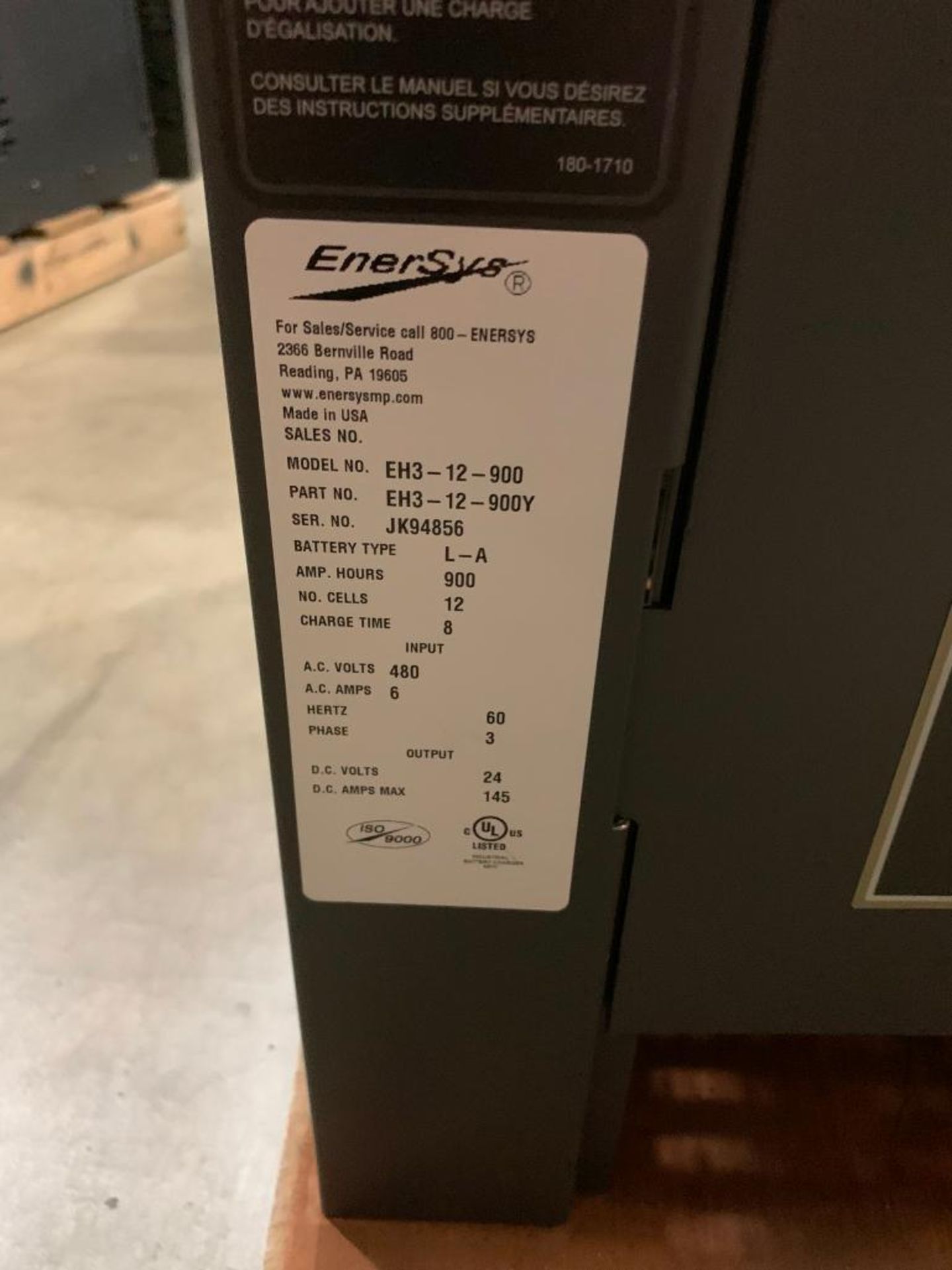 Enersys Enforcer 24V Battery Charger, Model EH3-12-900, S/N JK94856 - Image 3 of 3