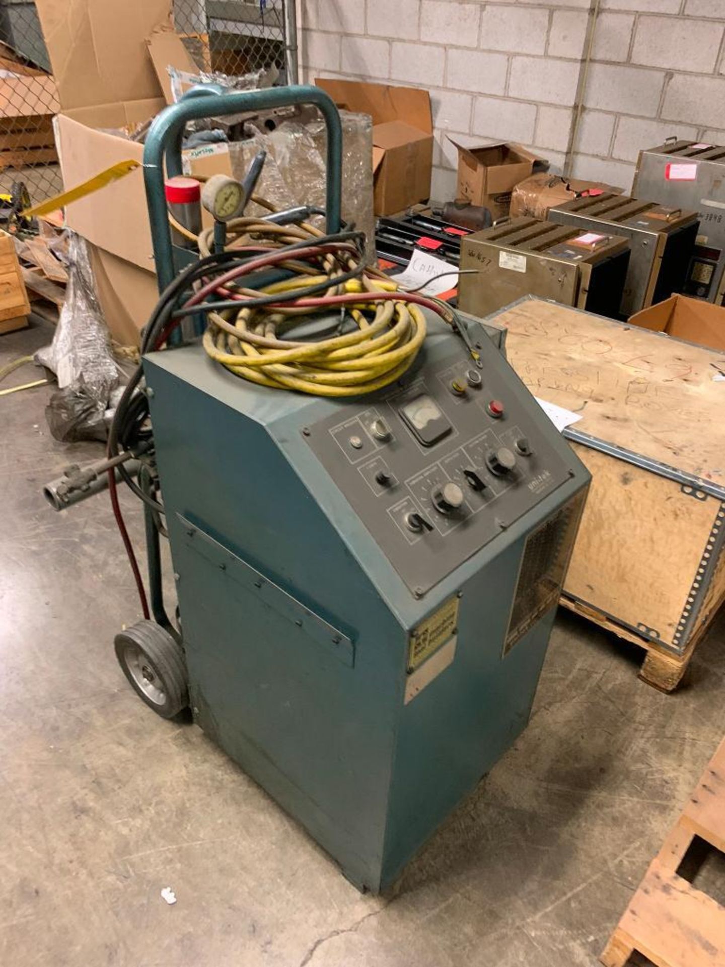 Items in Caged Area; Unitek Cutting Machine, Model 325-9H, 440 V, S/N 21787, Assorted Electric Motor - Image 8 of 47