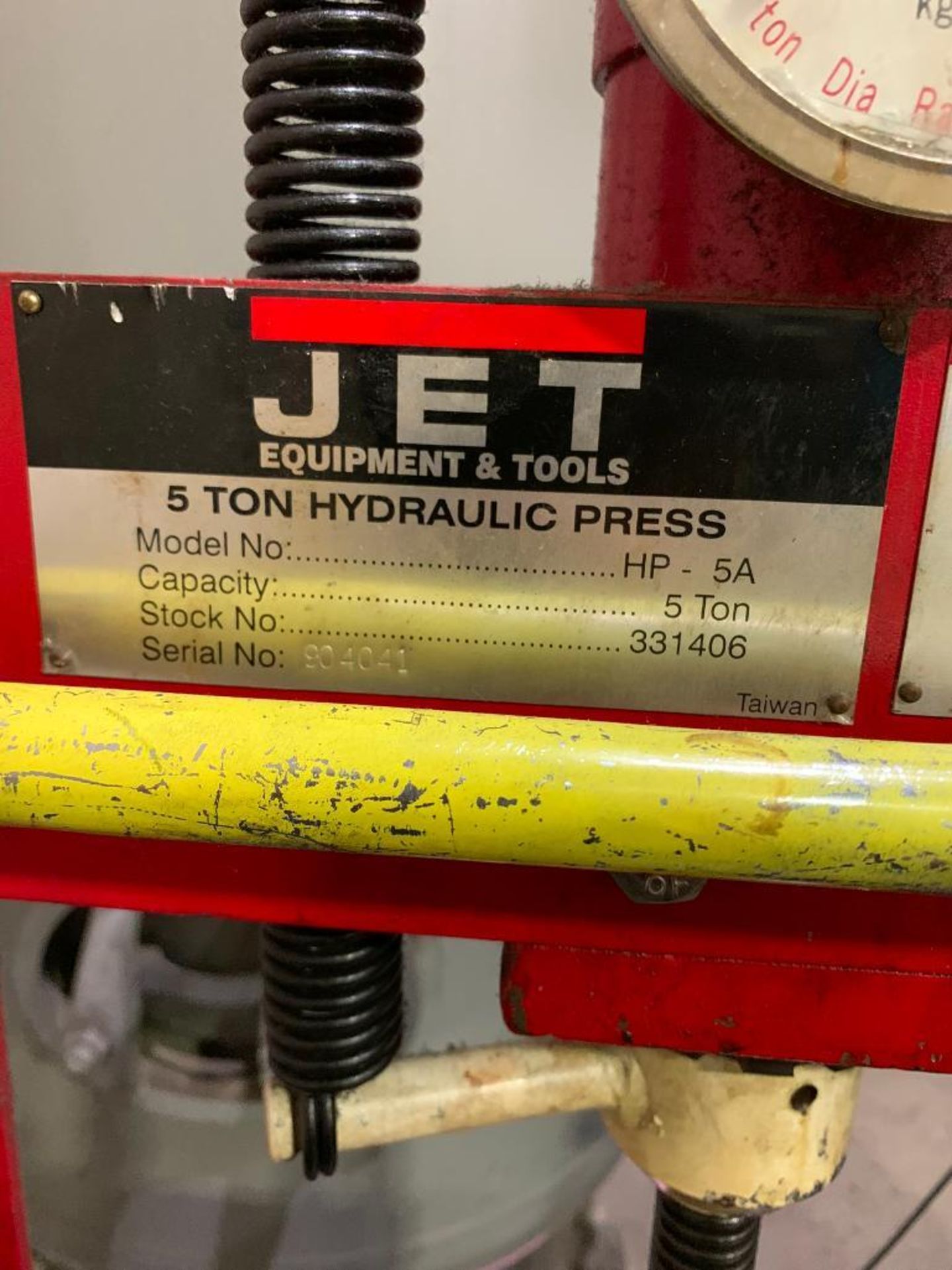 Jet 5-Ton Hydraulic H-Frame Press, Model HP-5A, S/N 904041 - Image 4 of 4