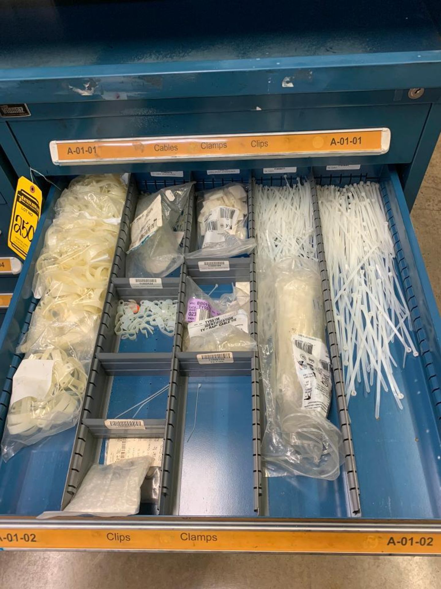 Vidmar 6-Drawer Cabinet w/ Alligator Clips, Assorted Leads, Cable Ties, Clamps - Image 4 of 8