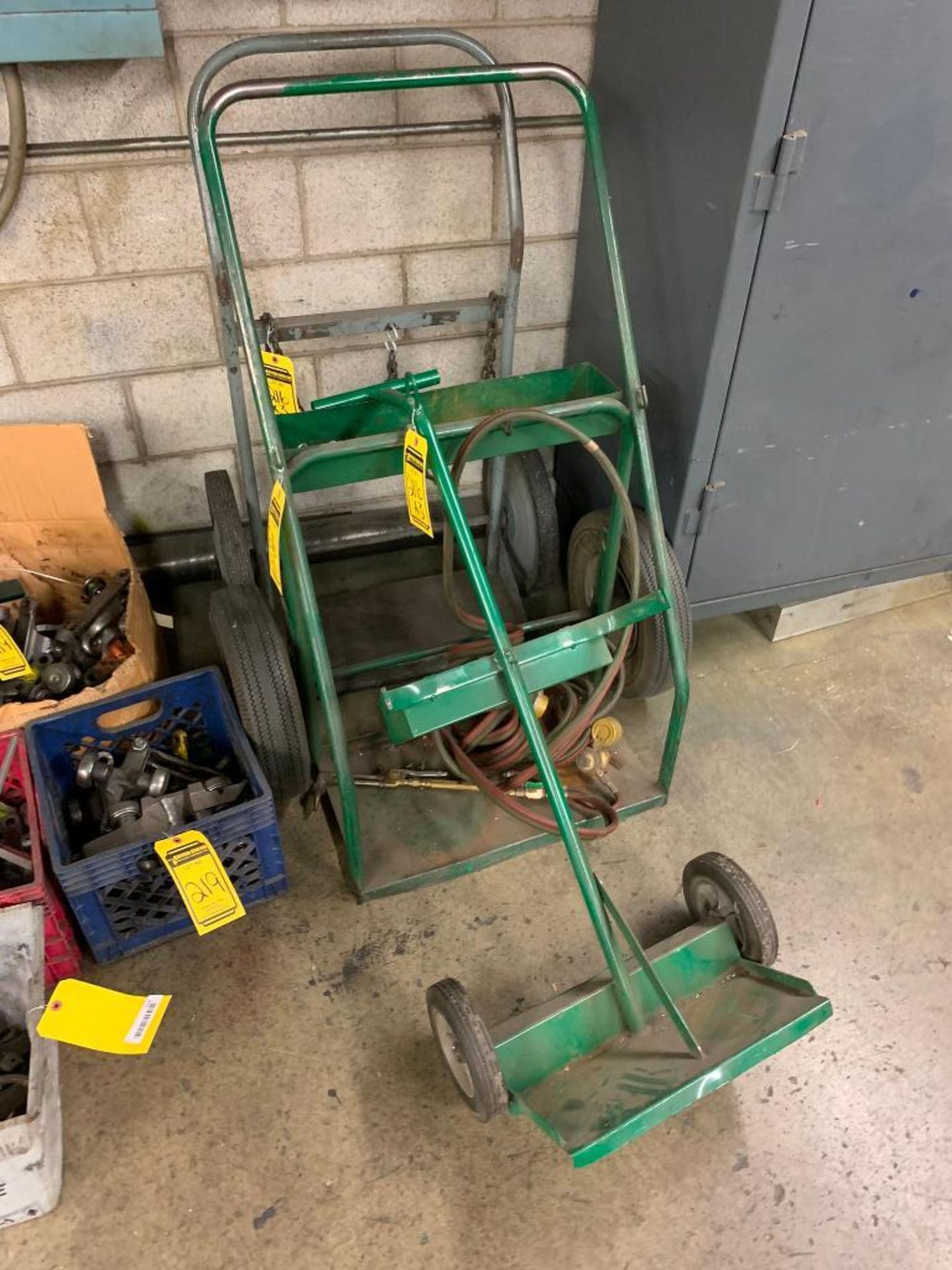 (3) Assorted Cylinder/ Torch Carts, Gauges, Hose, & Straight Gun