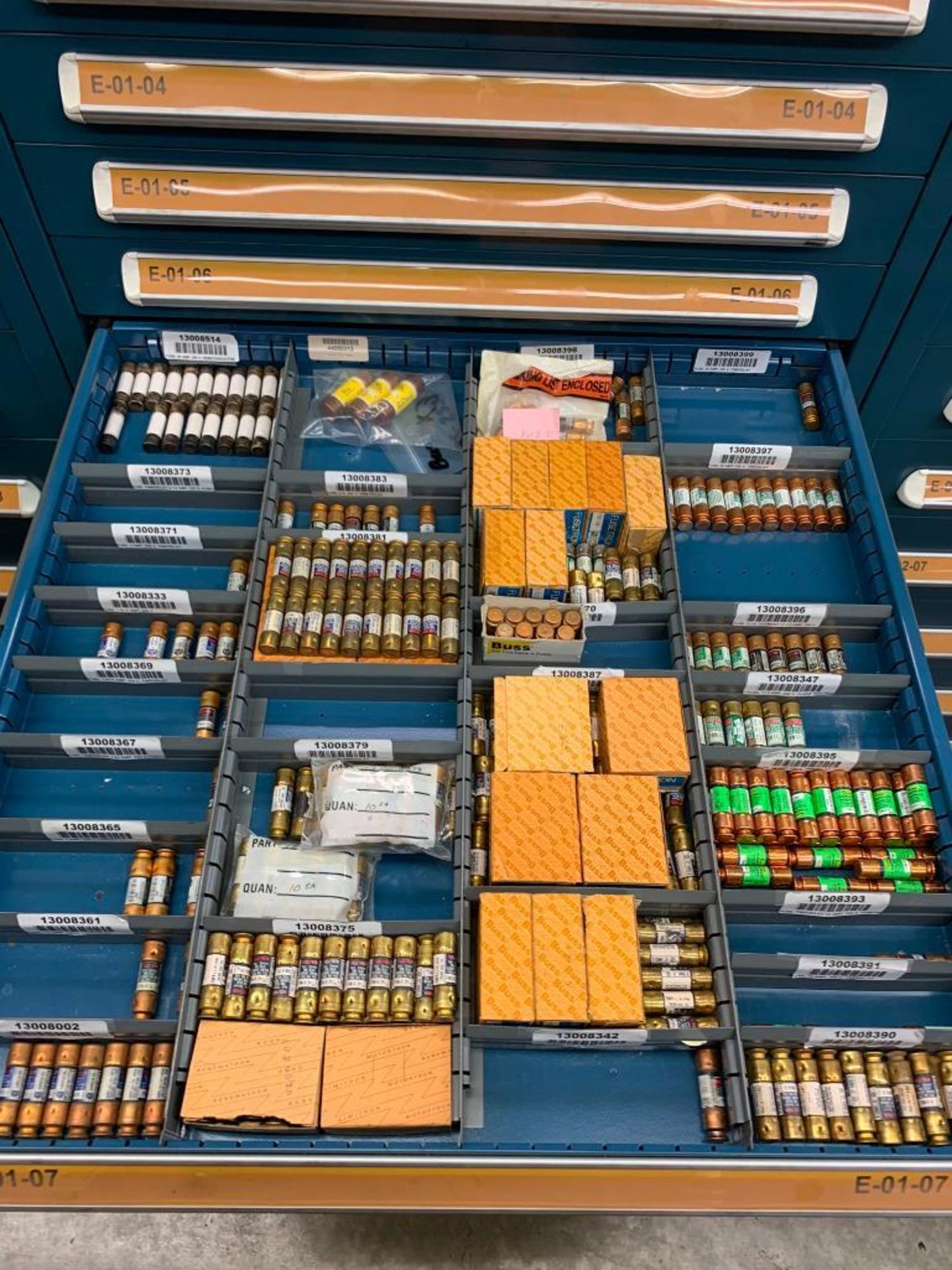 Vidmar 13-Drawer Cabinet w/ Assorted Fuses - Image 8 of 14
