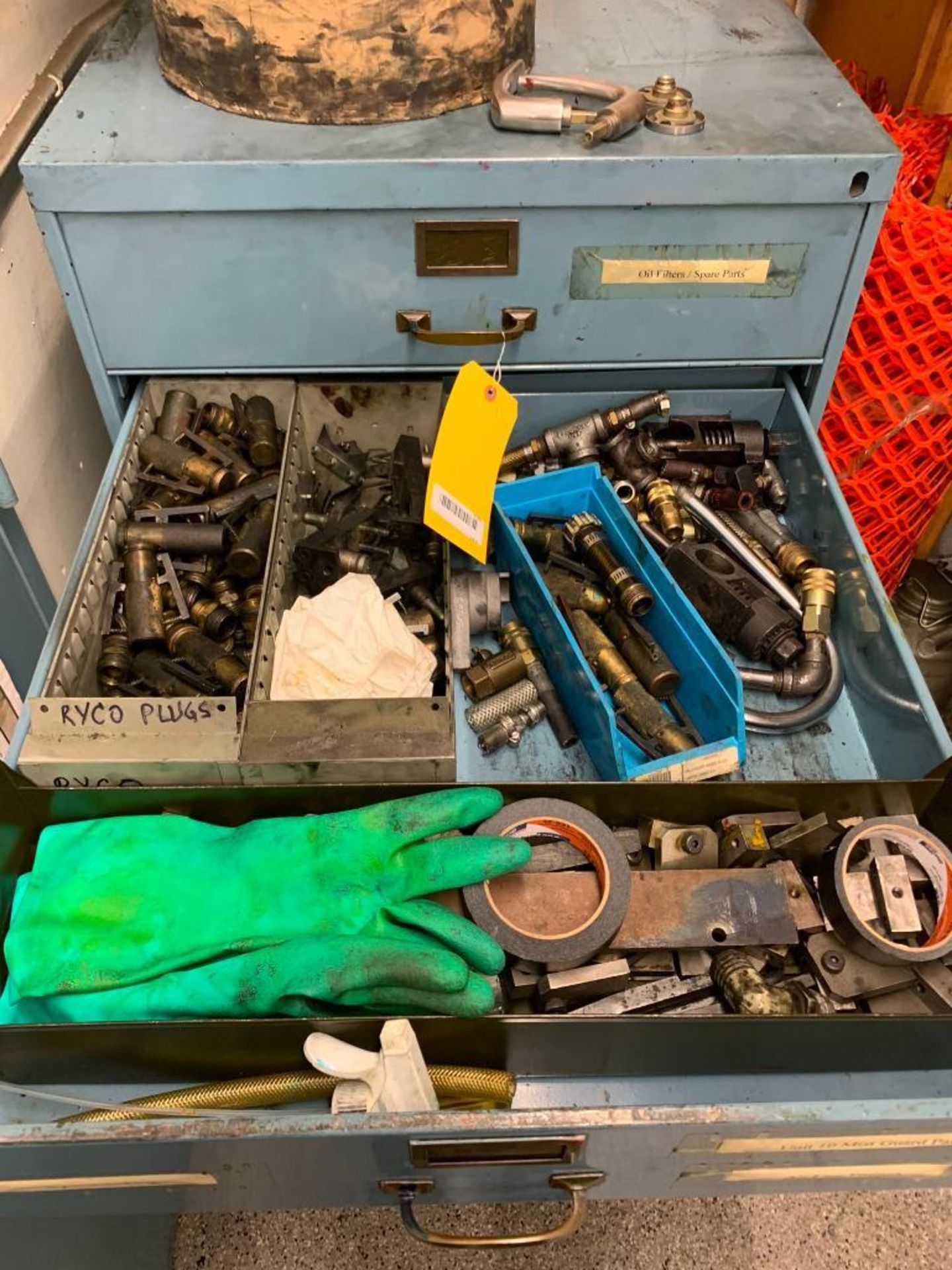 7-Drawer Cabinet w/ Assorted Tools, Spare Parts, & Steel Frame Table - Image 3 of 7