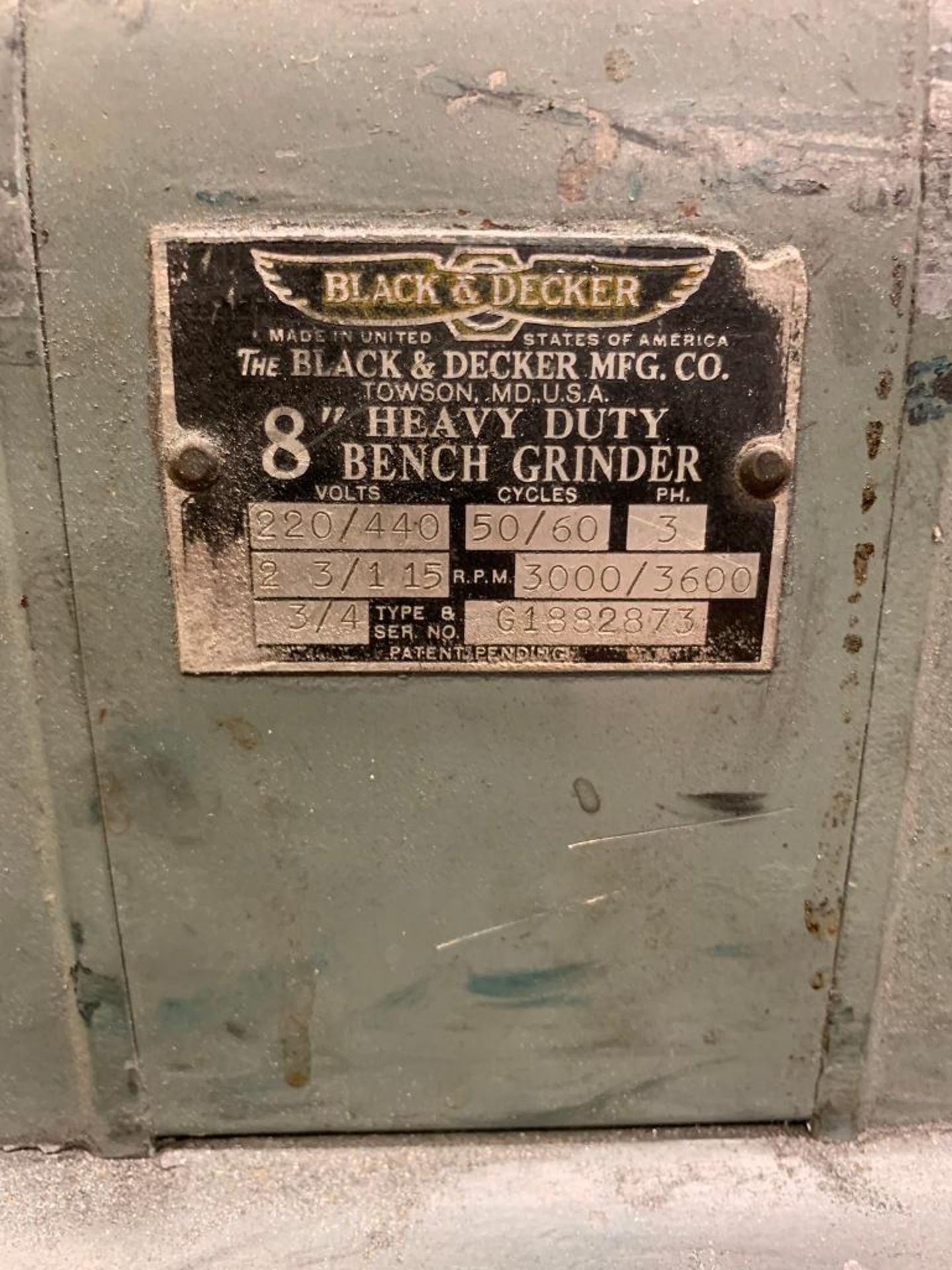 Black & Decker 8" Double End Bench Grinder, 220/440 V, 3000/3600 RPM - Image 3 of 3