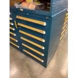 Vidmar 6-Drawer Cabinet w/ Assorted Brushes, Hydraulic Couplings, Oil Cans, Blades, Chipping Hammer