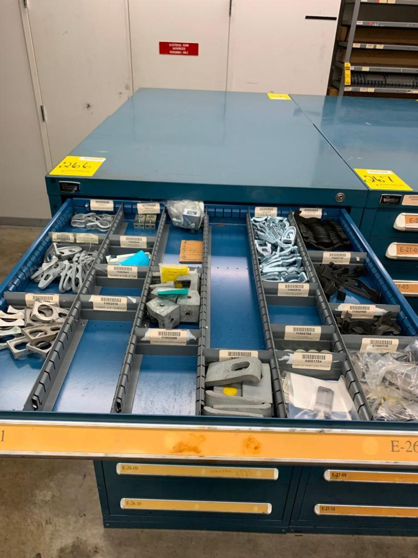 Vidmar 10-Drawer Cabinet w/ Clamps, Chain Links, Snap-In Blanks, Conduit Connectors, Couplings - Image 3 of 14