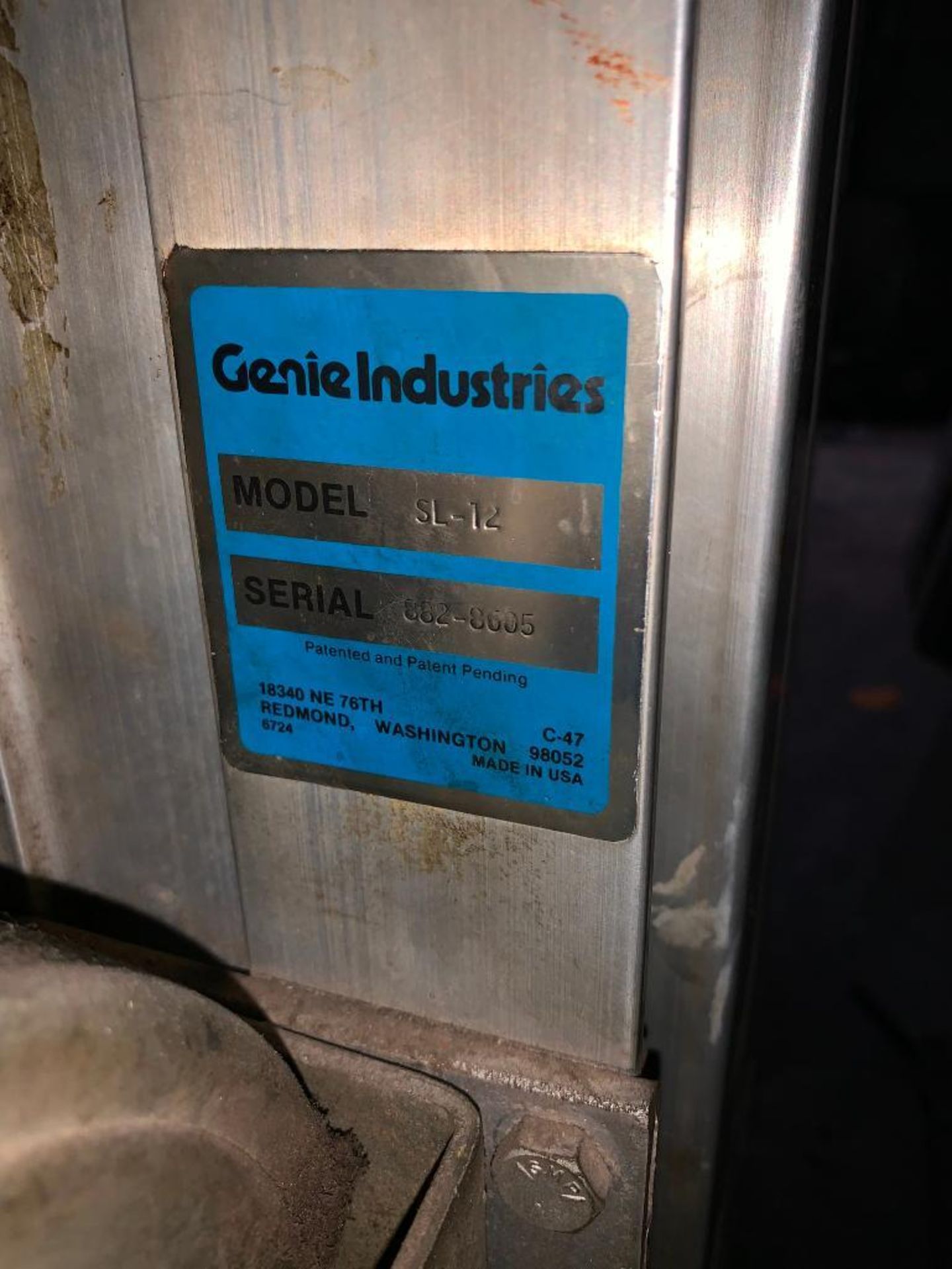 Genie Super Lift, Model SL-12, 650 LB. Capacity, S/N 882-8605 - Image 3 of 3