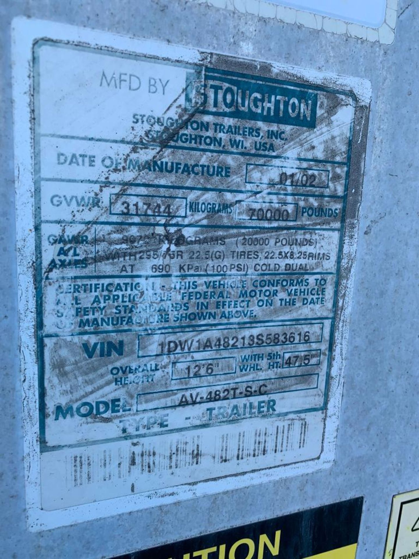 2003 (1616) Stoughton 48' Dry Van Trailer, VIN 1DW1A482135583616 - Image 5 of 5