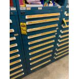 Vidmar 10-Drawer Cabinet w/ Assorted Repair Parts, Sensors, Switches, Cylinder, Shaft, Frequency Inv