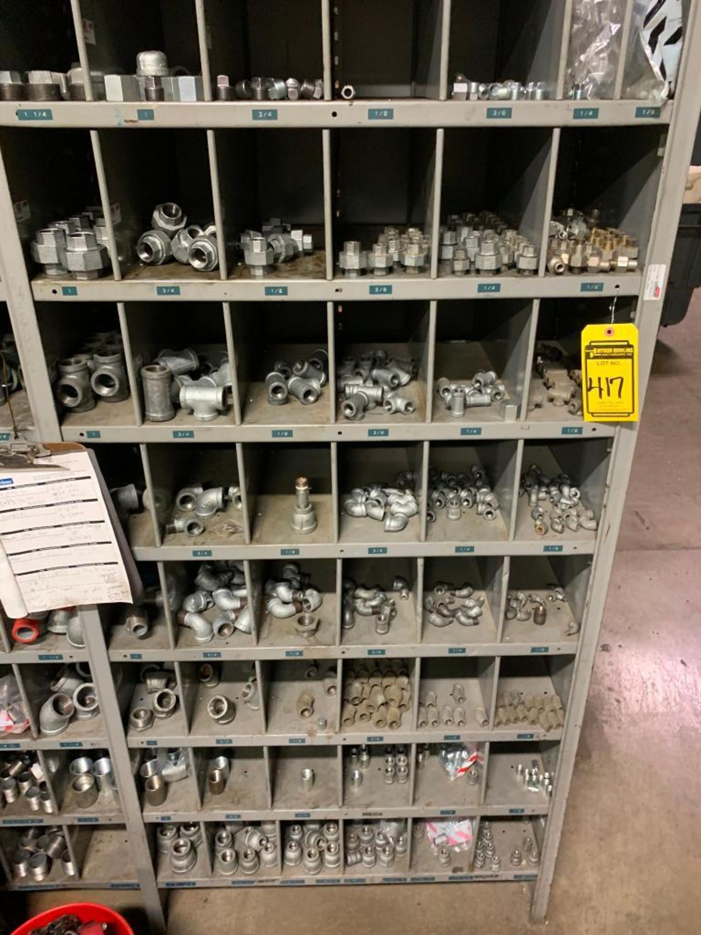 (10x) Bays of Assorted Shelving w/ Pipe Fittings, Pipe Nipples, Elbows, Connectors, Tees, Hardware - Image 3 of 21