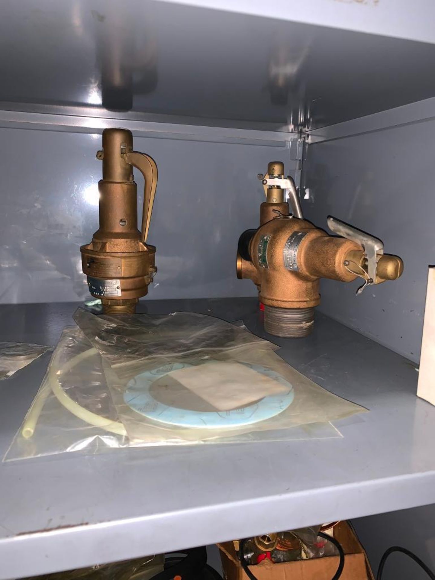 Shelf Units & 2-Door Cabinet w/ Air Compressor Spare Parts, Assorted Air Filters, Gardner Denver Fil - Image 18 of 19