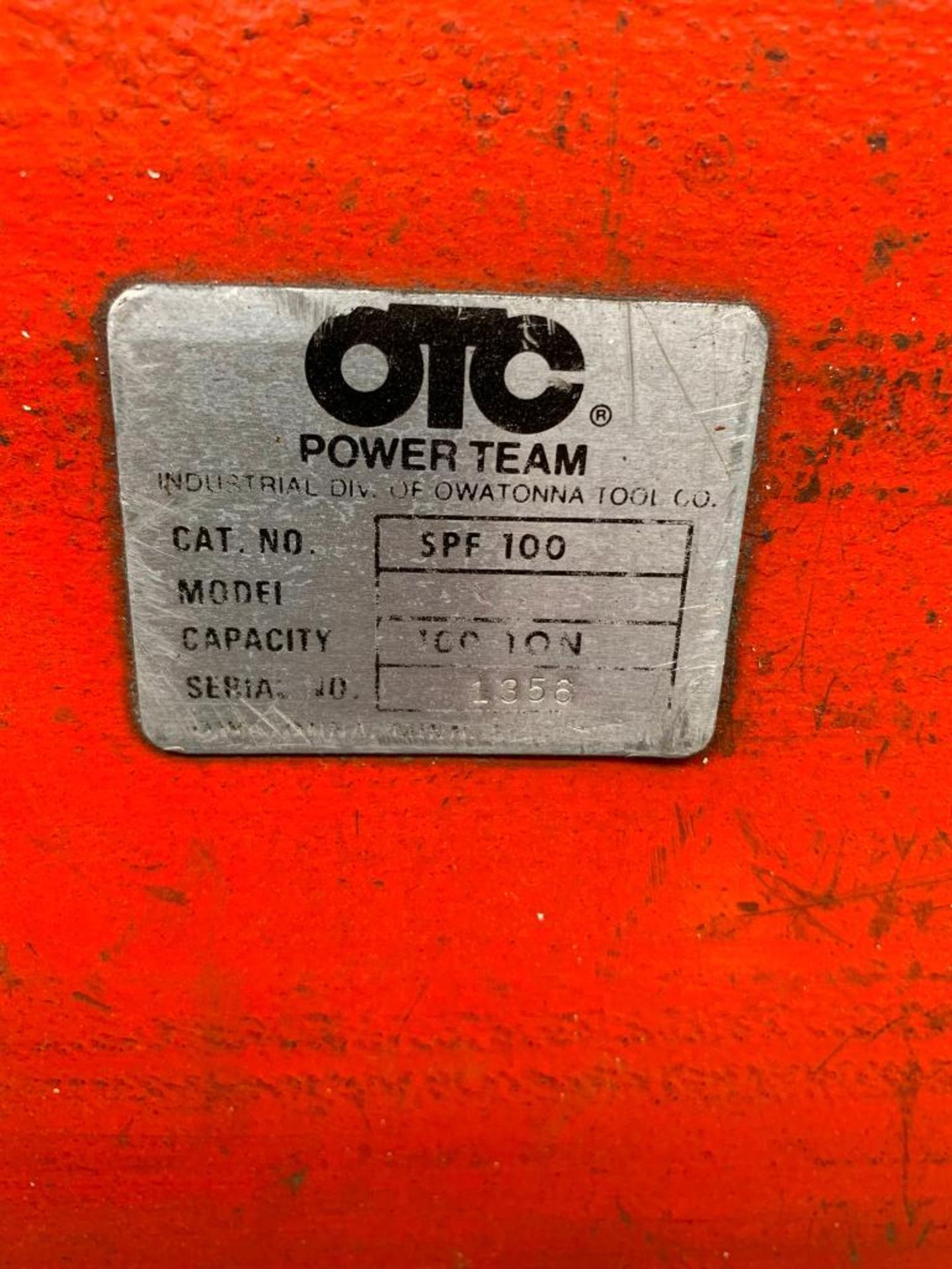 OTC 100-Ton Capacity Hydraulic H-Frame Press, SPF100, S/N 1356 - Bild 7 aus 7