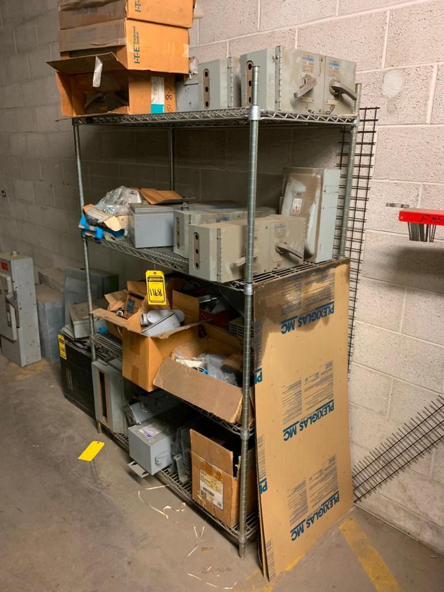 Assorted Electrical Equipment, Fusible Switch Plugs, Spools of Wire, Shelf Units w/ Content, Safety - Image 9 of 33