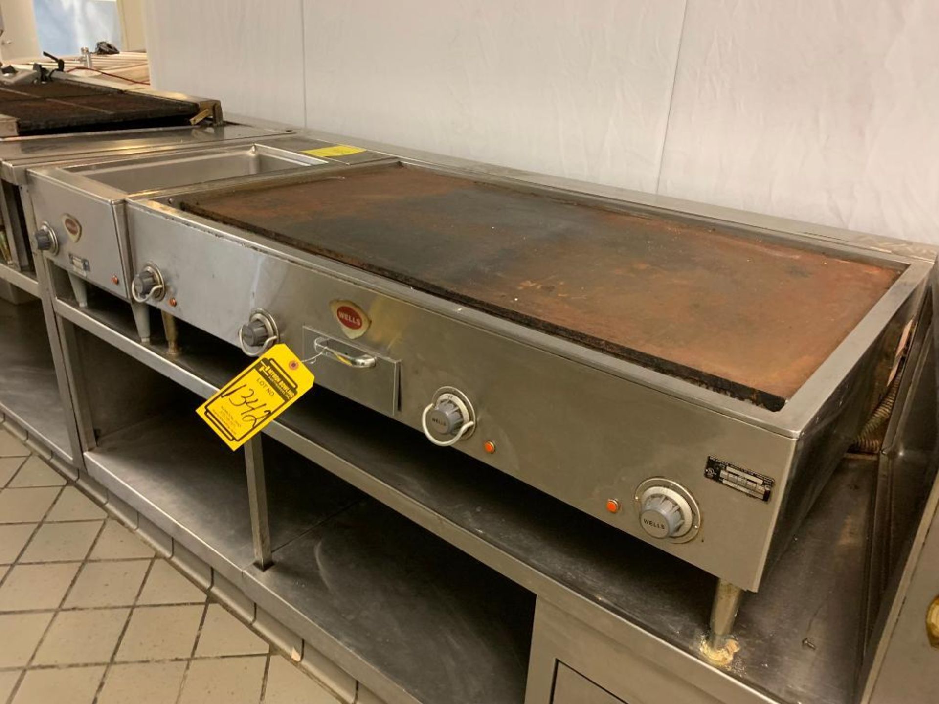 Wells Commercial Kitchen Equipment; Dual Deep Fryer, Twin Lift Top Grill Unit, 47" X 24" Flat Top Co - Image 3 of 6