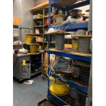 Contents of Room - Shelf Units, Spools of Wire, Contactors, Vacuum Pump, Electrical Supplies