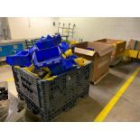 (3) Drop-Side Bin/Boxes w/ Plastic Totes, Machine Parts