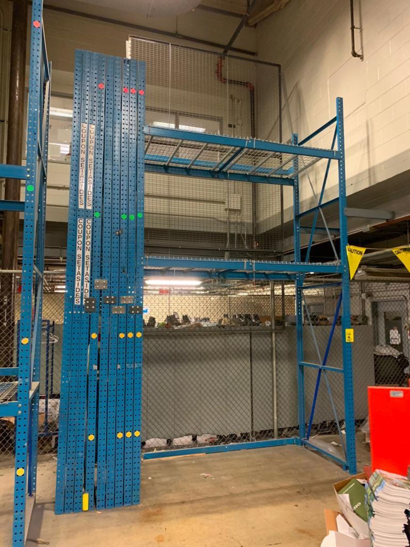 (2x) Bays of Bolt-Together Pallet Rack; (11) 15' X 44" Uprights, (1) 10' X 44" Upright, (8) 8' X 4"