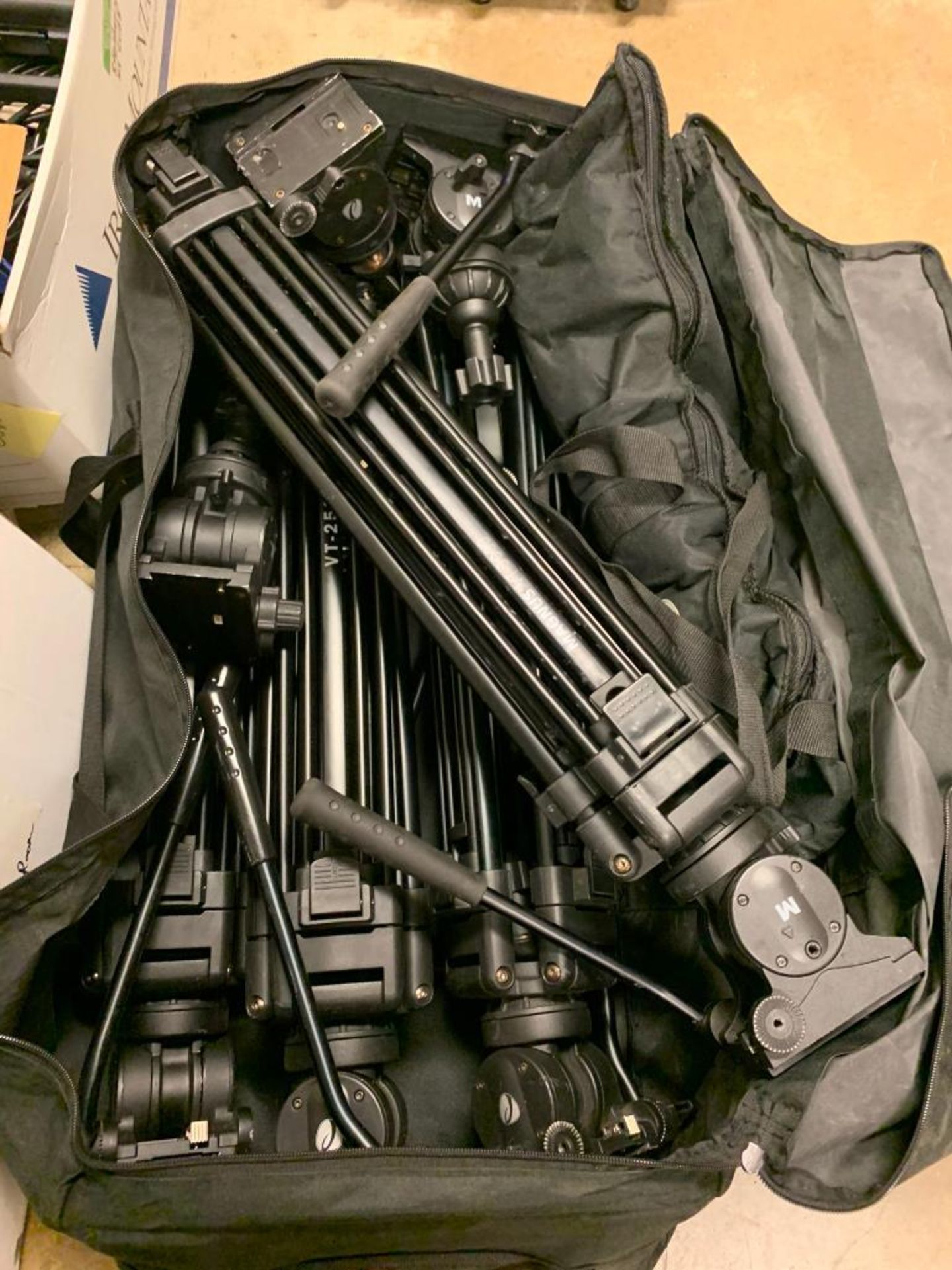 Large Lot of (10) AV Media Bags w/ Digital Camera Recorders, AV Cables, (30+) Tri-Pods, Cable Reels, - Image 8 of 25