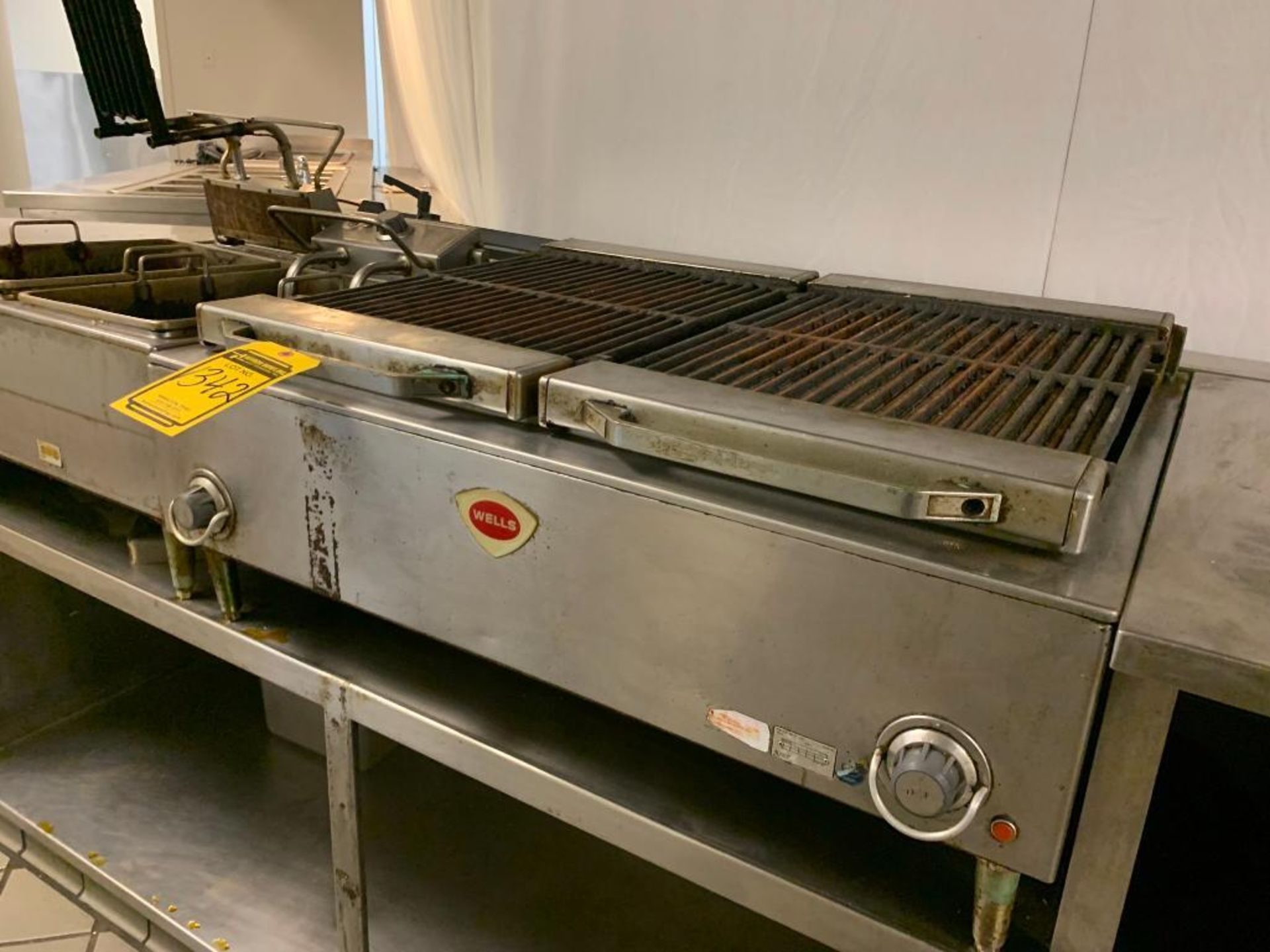 Wells Commercial Kitchen Equipment; Dual Deep Fryer, Twin Lift Top Grill Unit, 47" X 24" Flat Top Co - Image 5 of 6