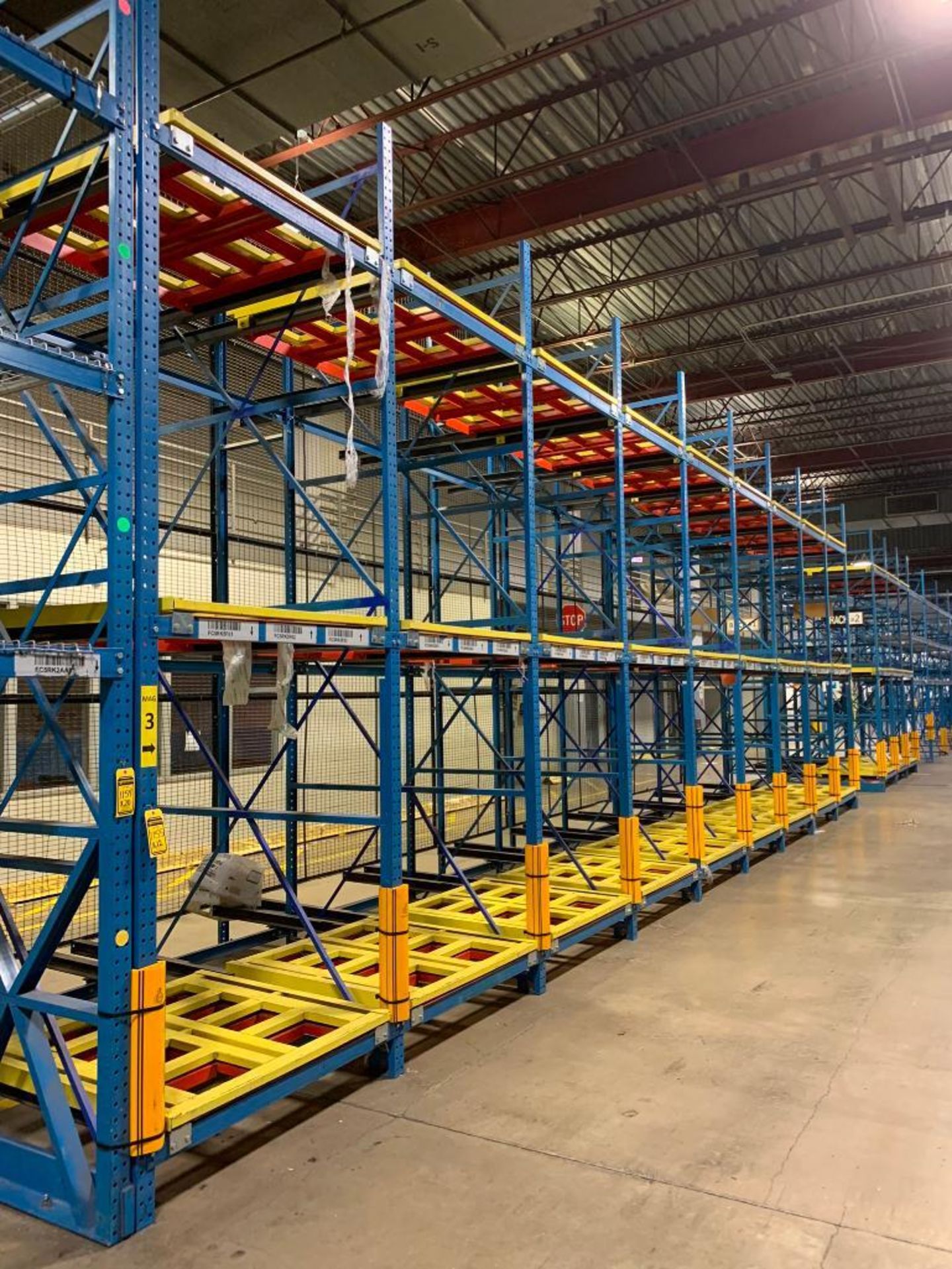 (12x) Bays of Bolt-Together Push-Back Pallet Rack; 15' T X 104" D, Each Bay Has (6) Pallet Positions