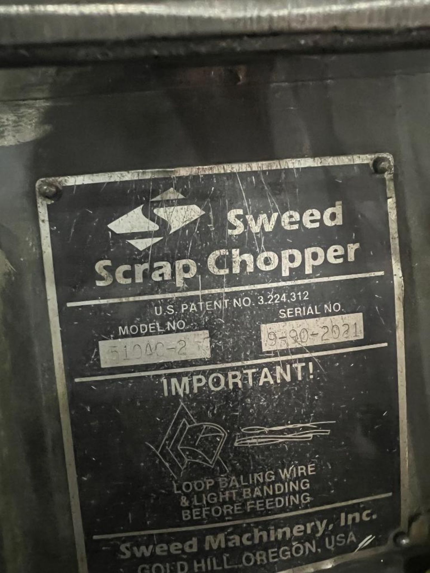 Sweed Scrap Chopper, Model 5104C-2, S/N 9-90-2021, on HD Steel Caster Stand - Image 2 of 2