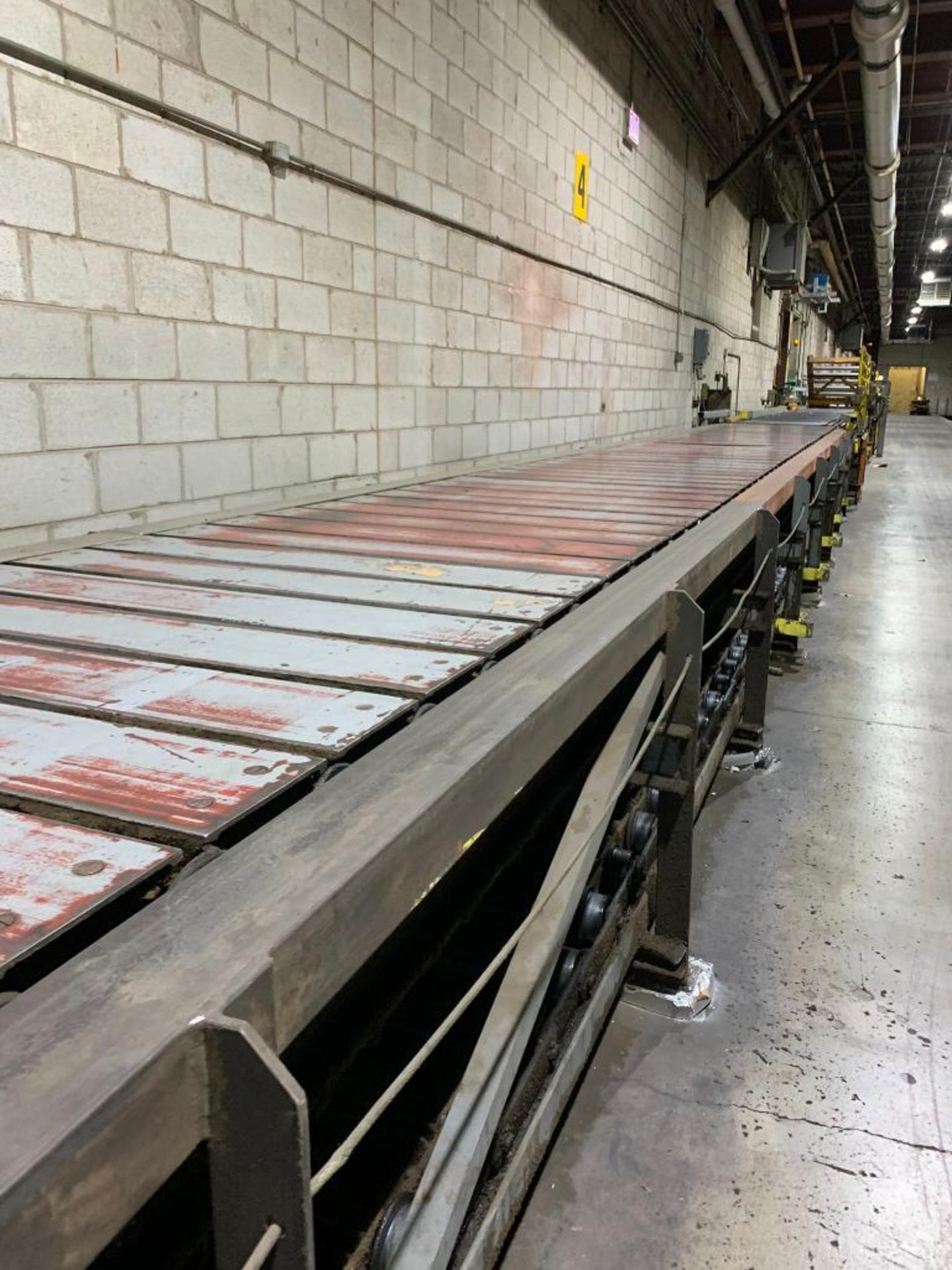 440' of Steel Power Roller/Plate 48" Conveyor Including (2) 103" Hydraulic Lift Gate Stations, (3) A - Image 9 of 16