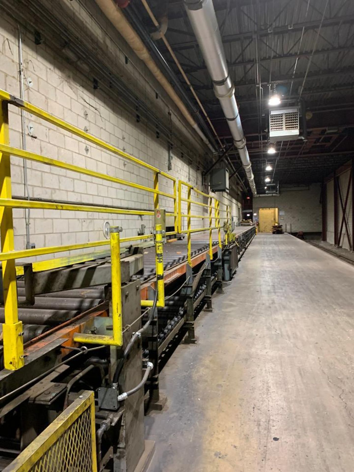 440' of Steel Power Roller/Plate 48" Conveyor Including (2) 103" Hydraulic Lift Gate Stations, (3) A - Image 15 of 16
