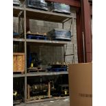 Contents of (2) Sections of Pallet Rack - Gear Boxes, Slitting Cylinder, Gears, Electric Motorscrane