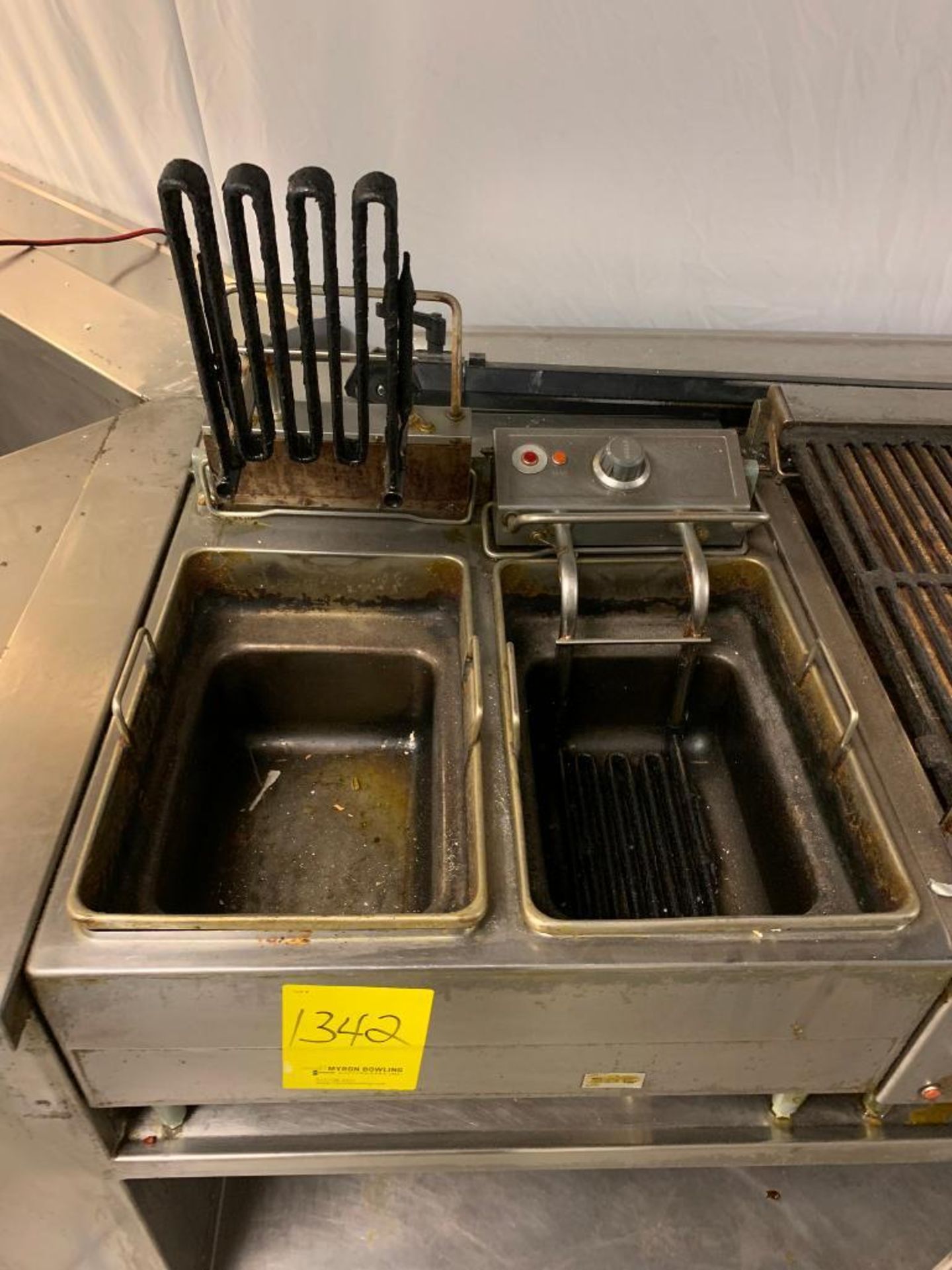 Wells Commercial Kitchen Equipment; Dual Deep Fryer, Twin Lift Top Grill Unit, 47" X 24" Flat Top Co - Image 6 of 6