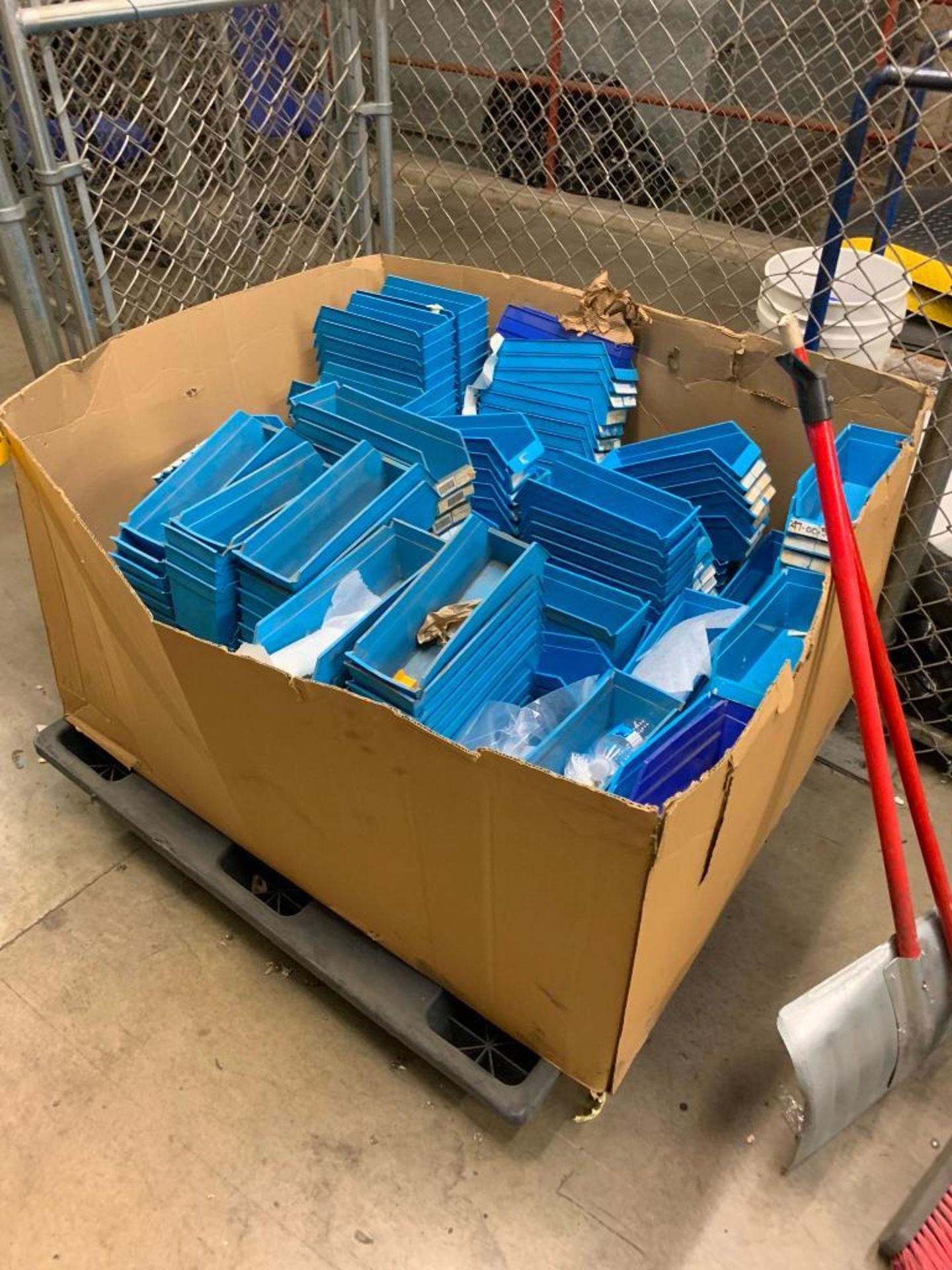 Disassembled Clip Style Shelving, Plastic Bins, Shelf Unit - Image 6 of 10