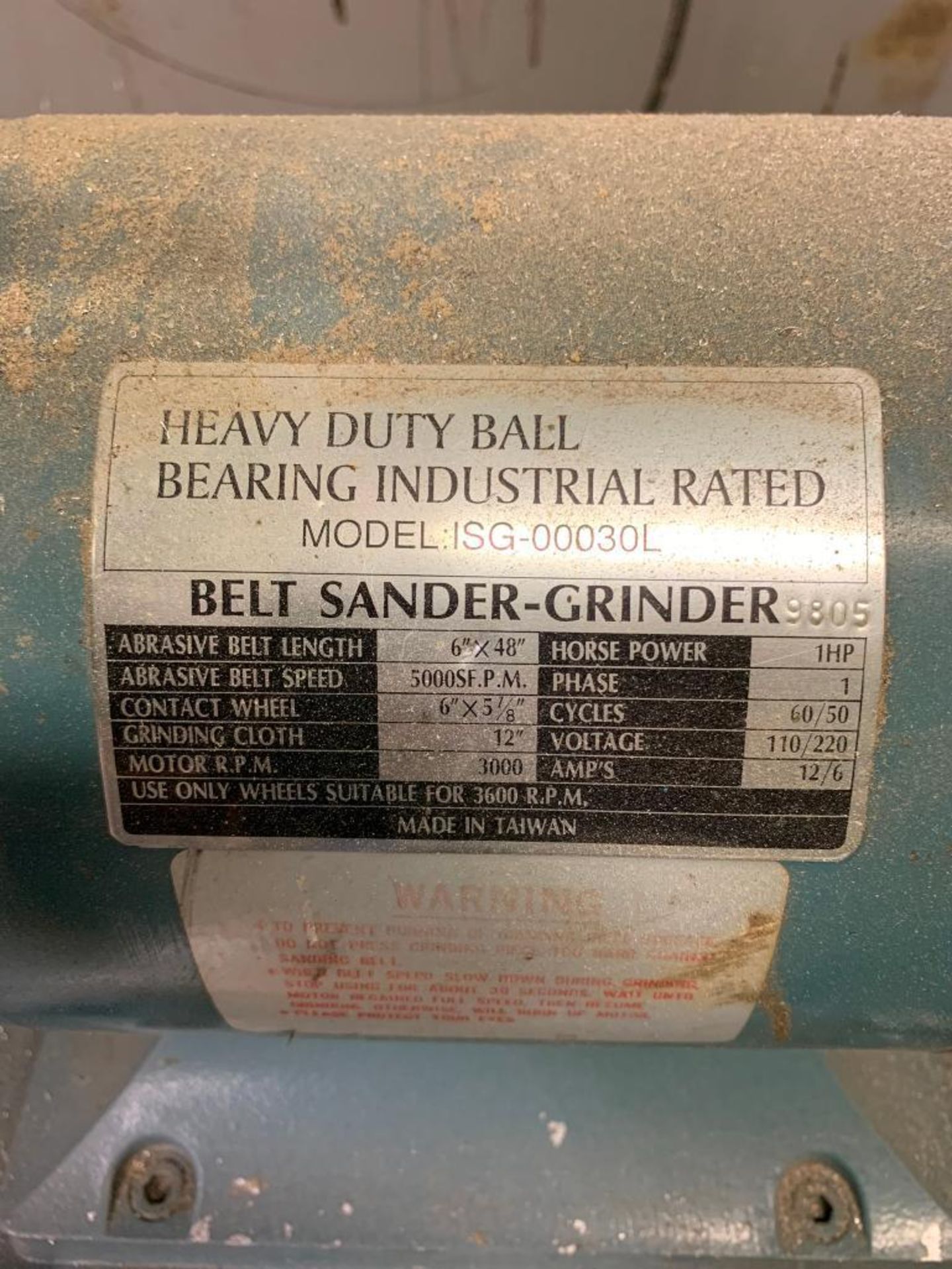 Belt Sander-Grinder, Model ISG-00030L, 1-HP, 110/220 V, 3000 RPM - Image 3 of 3