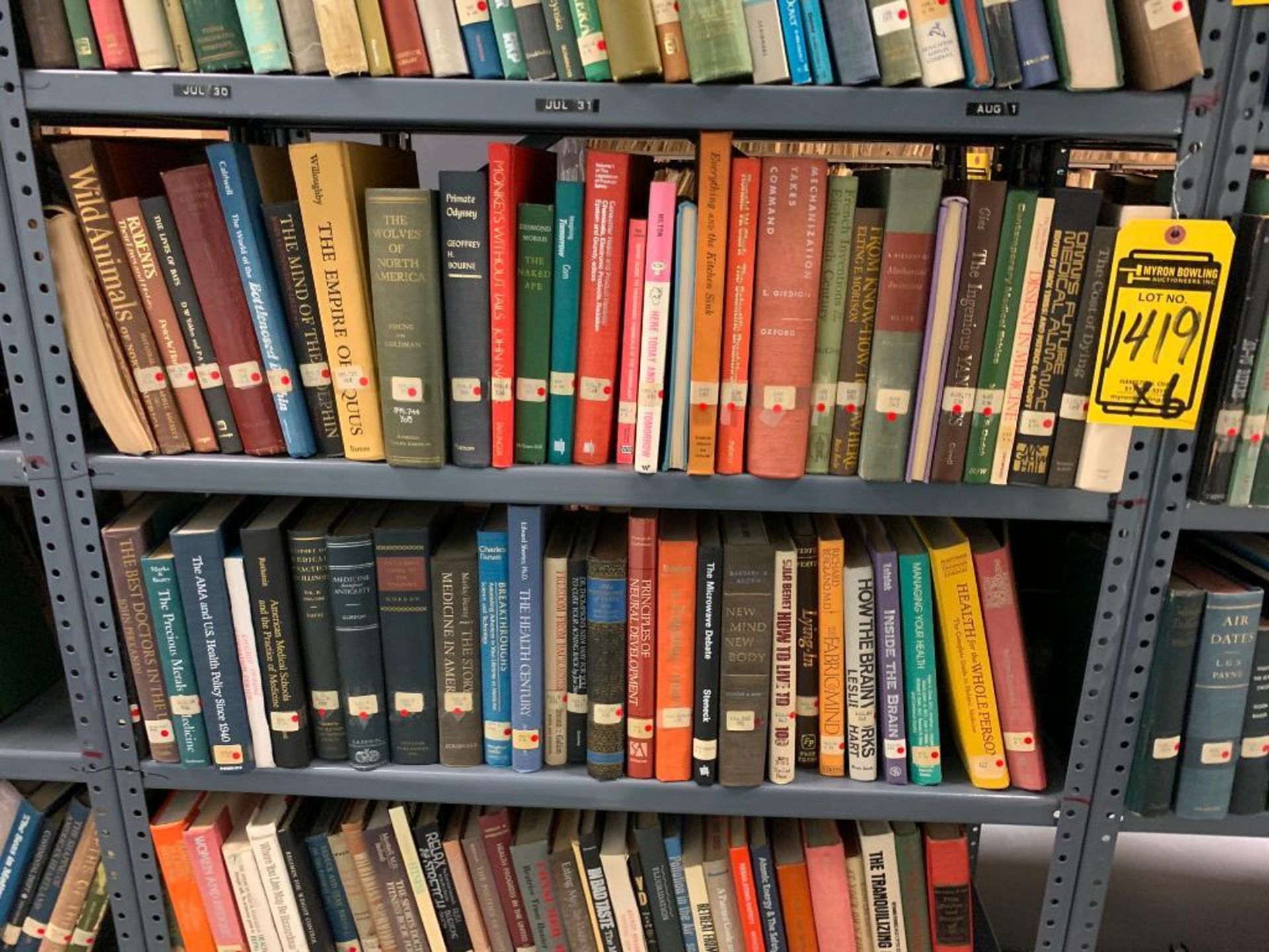 (6) Sections of Clip Shelving w/ Assorted Books, Animal, Mythology, Education, Criminal Law, Guns - Image 3 of 27