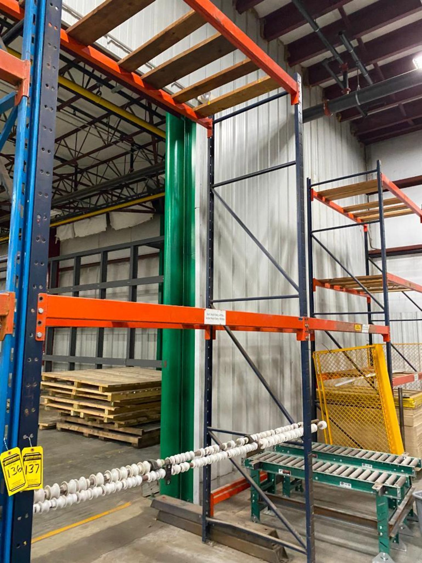 (3) Sections of Pallet Racking: (4) 14' x 42" D Uprights, (12) 4" x 92" Horizontal Beams, w/ 2" x 6"