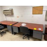 Contents of Office; (2) Desks, Cabinet, Lockers, (5) Chairs, & Microwave