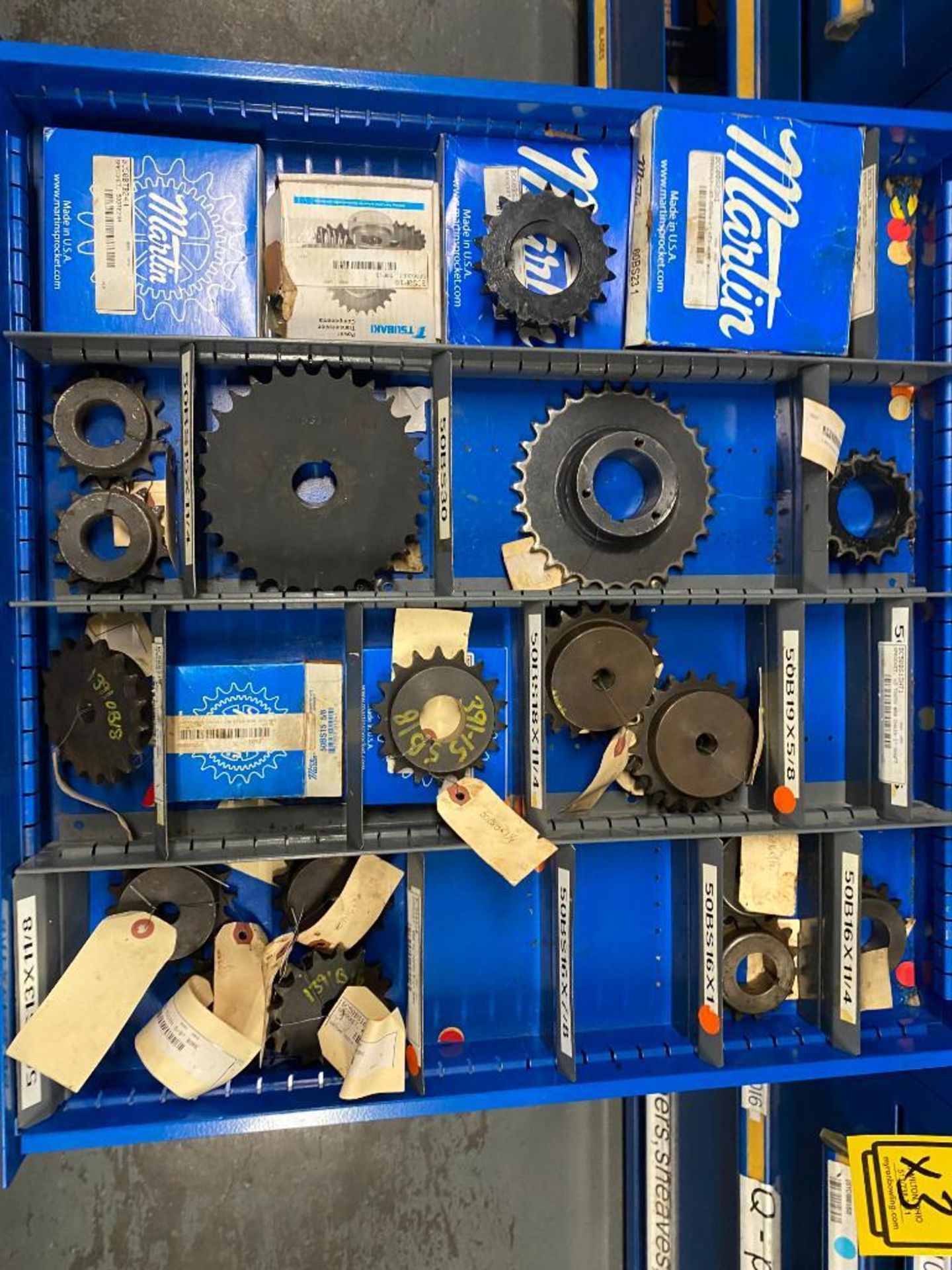 (3) Equipto Cabinets & Contents of Sprockets, Baler Parts, & Chain Repair Parts - Image 5 of 26