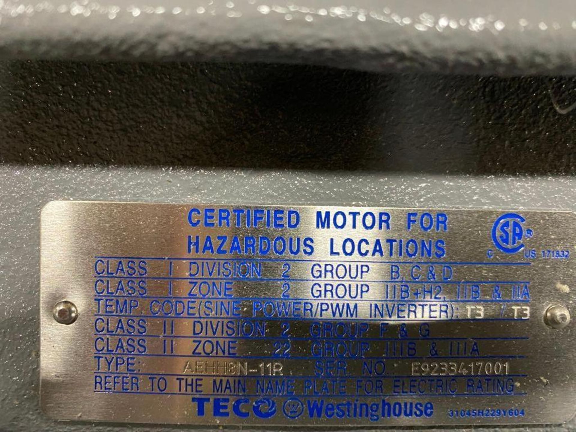 TECO Westinghouse 150 HP Electric Motor, 460 V, 1185 RPM, 447T Frame, 176 AMPS - Image 3 of 3