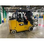 Caterpillar GC55K Forklift w/ Roll Clamp, S/N AT88B10162, 3-Stage Mast, Solid Non-Marking Tires, LP