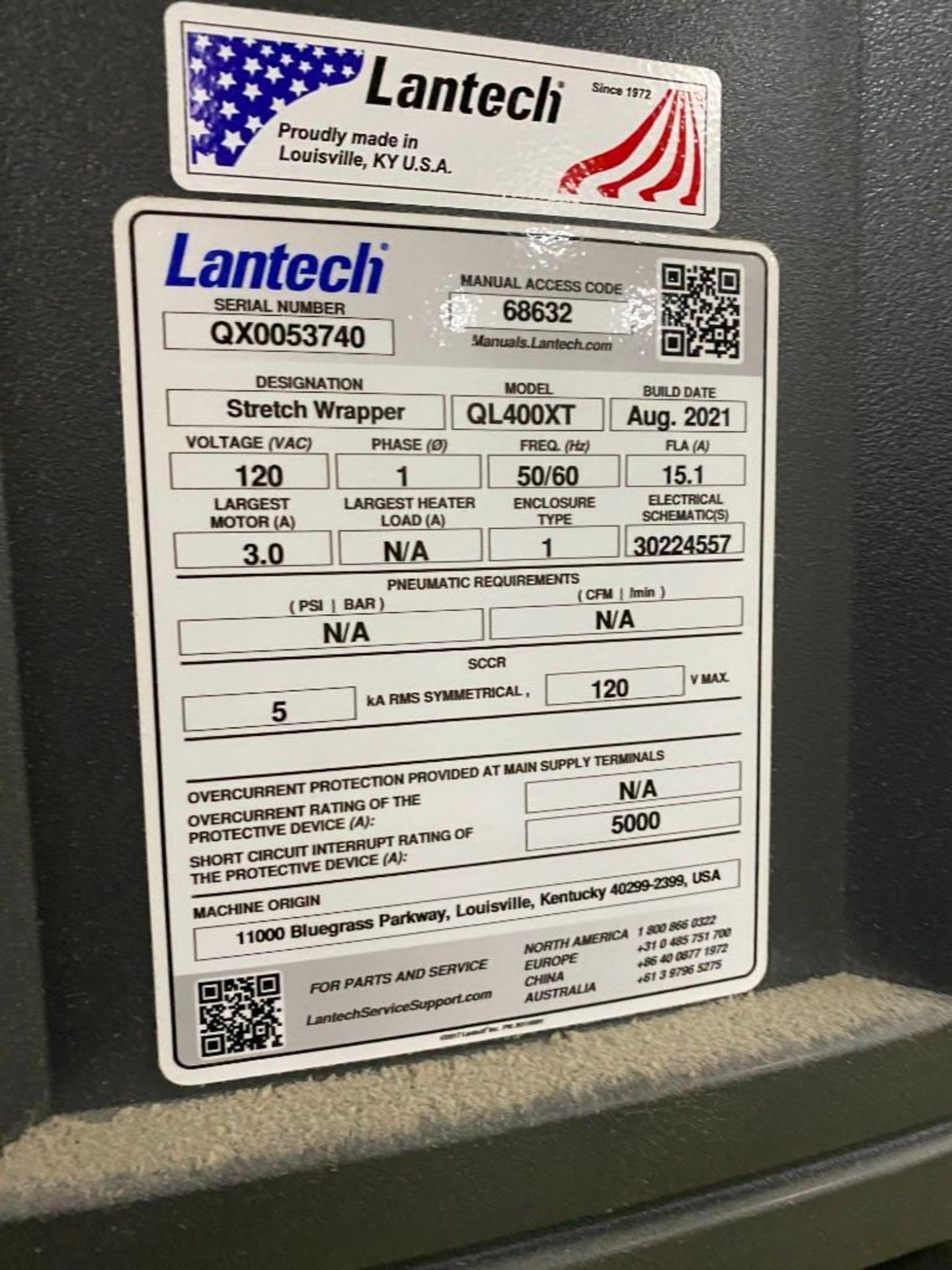 2021 Lantech Stretch Wrapper, Model QL400XT, S/N QX0053740, 120 V - Image 4 of 4