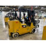 Caterpillar GC55K Forklift w/ Roll Clamp, S/N AT88B10163, 3-Stage Mast, Solid Non-Marking Tires, LP