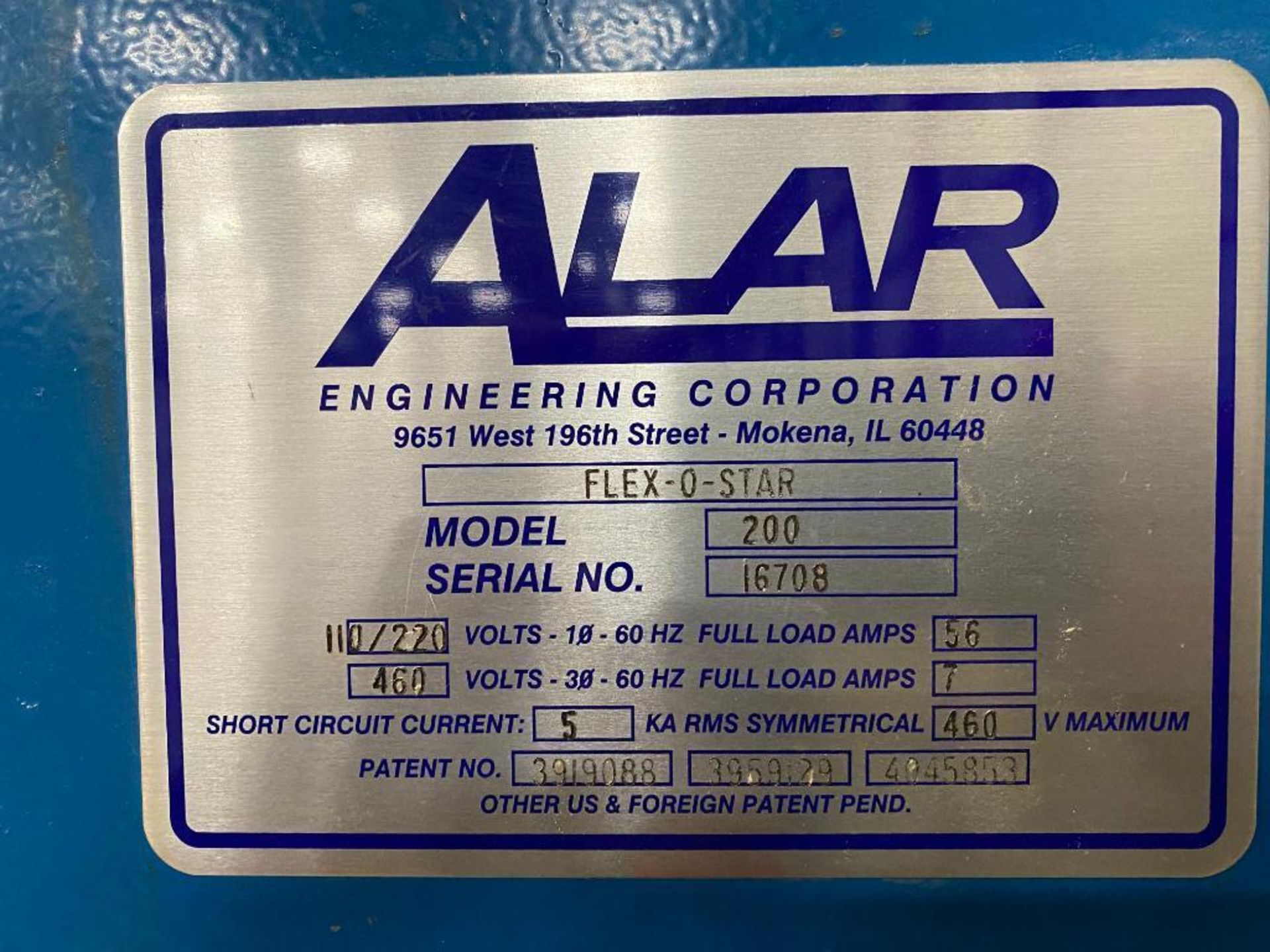 ALAR Water Filtration Unit, Model 200, S/N 16708, 110/220-460 V - Image 3 of 4