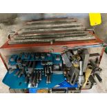 Toolbox & Cabinet of Mill Accessories; Hold-Downs, Collets, Reamers, Drill Bits, & Assorted Tooling