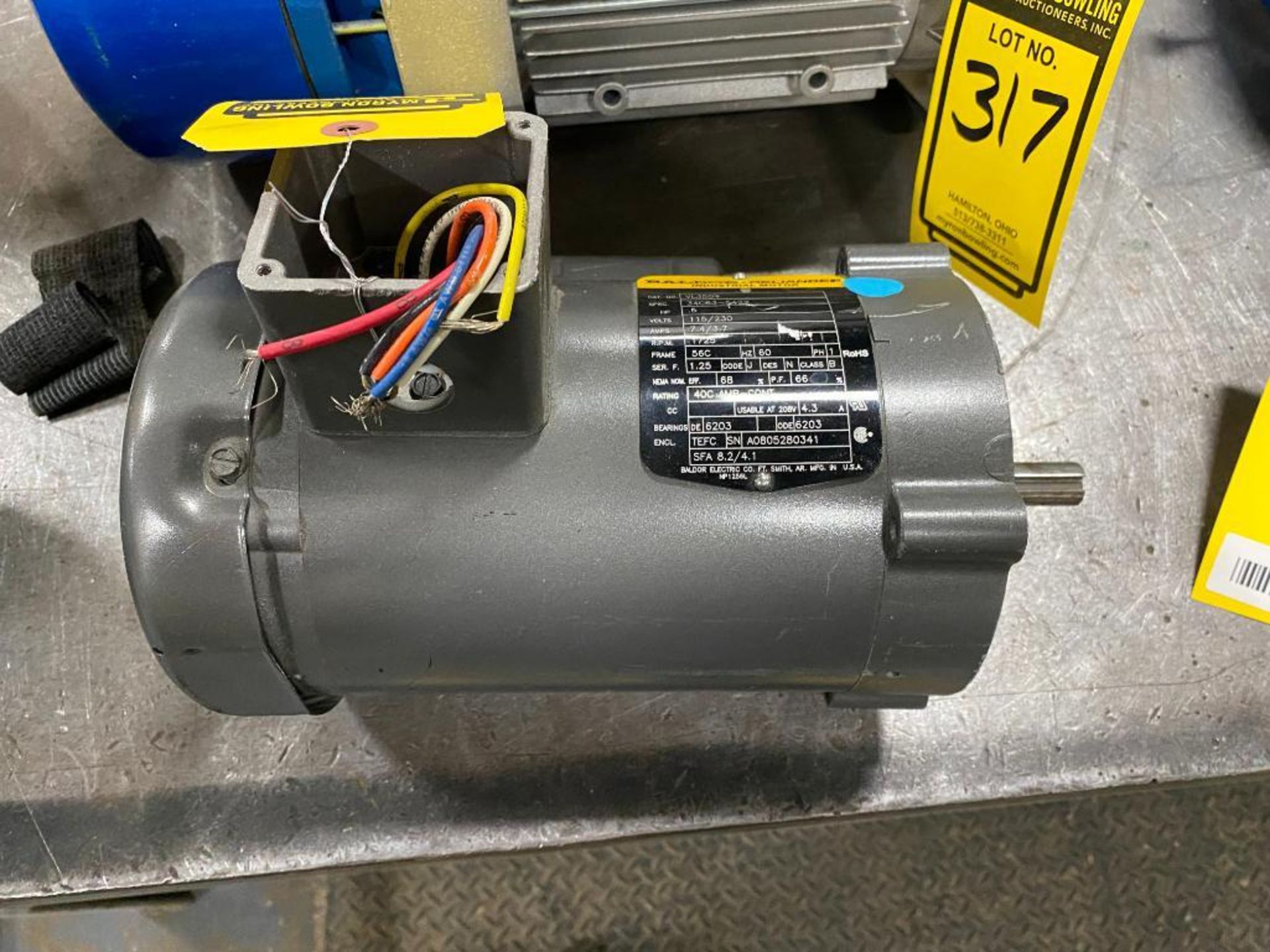 Baldor 1/2 HP Electric Motor, 115/230 V, 1 PH, 1725 RPM, 56C Frame, 60 Hz